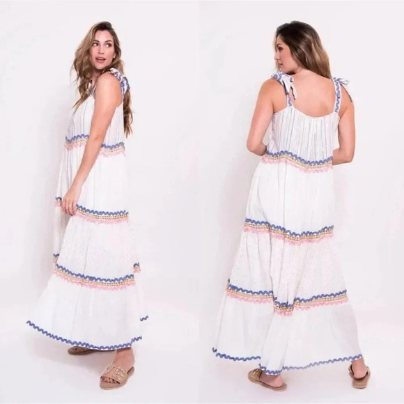 Z&L Europe Seneca Maxi Boho Shoulder Tie Dress size- Medium - Picture 2 of 14